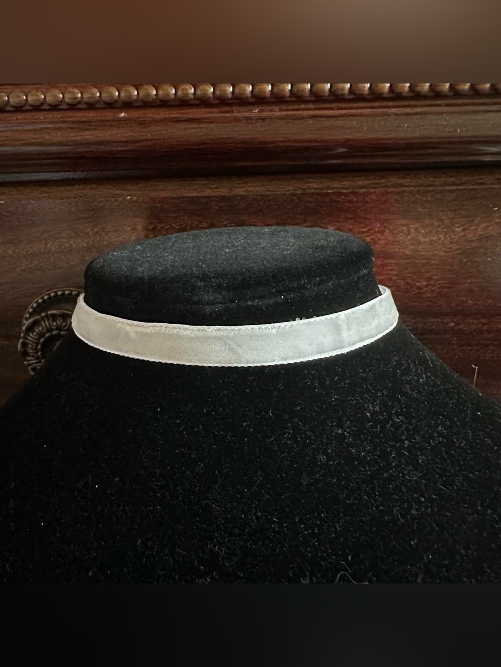 White velvet choker necklace.